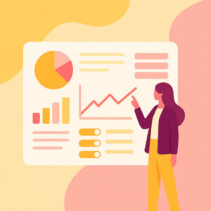 داشبورد مدیریتی بصری با نمودارهای رنگی و طراحی بدون متن یا عدد