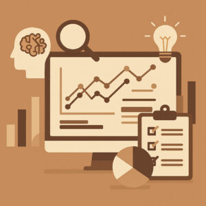 تصویر گرافیکی از ابزارهای هوش تجاری با نمودارها و آیکونهای تحلیلی